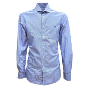 Camicia uomo Harmont & Blaine narrow fit in cotone, micro stampa elegante, collo francese e logo bassotto ricamato