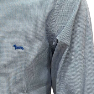 Camicia uomo Harmont & Blaine narrow fit in cotone, micro stampa elegante, collo francese e logo bassotto ricamato